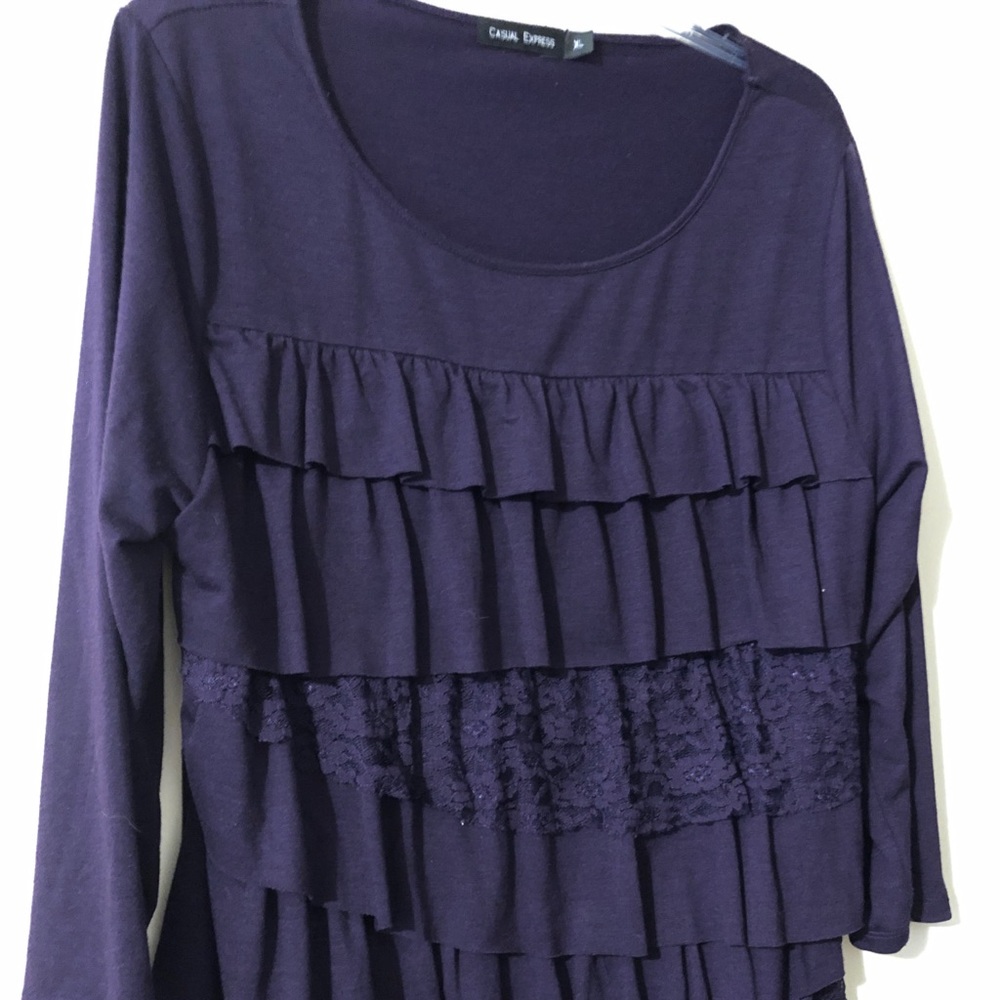 Purple Lace Ruffled Top